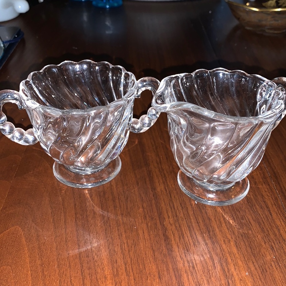 Fostoria Cream & Sugar Colony Swirl